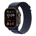 آبل واتش ألترا 2 GPS + خلوي, 49mm, هيكل من التيتانيوم الأسود مع حلقة Alpine Loop بلون كحلي - مقاس متوسط - MYPX3