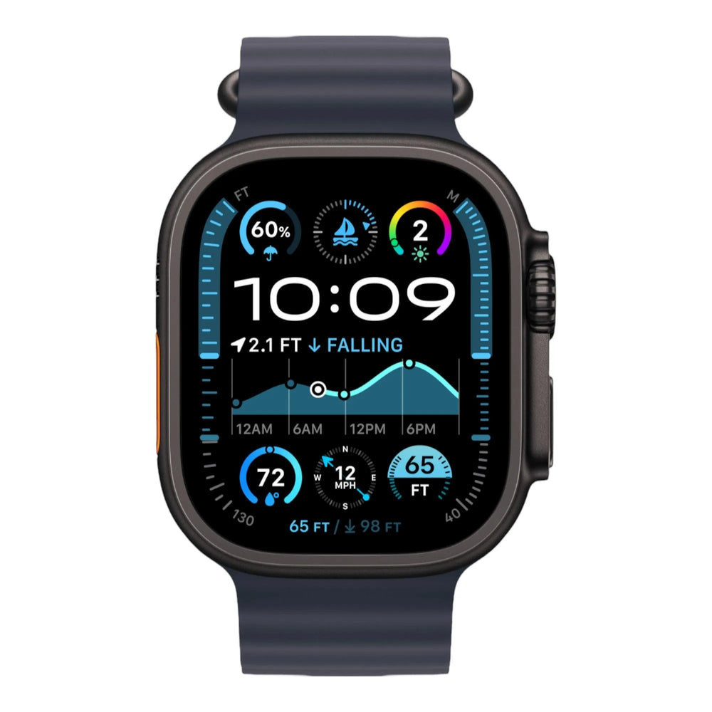 Apple Watch Ultra 2 GPS + Cellular, 49mm Black Titanium Case with Navy Ocean Band - alAsil Apple Watch Ultra 2 GPS + Cellular, 49mm Black Titanium Case with Navy Ocean Band 45676e-4.myshopify.com Apple Apple Watch Ultra 2 GPS + Cellular, 49mm Black Titanium Case with Navy Ocean Band 45676e-4.myshopify.com Apple