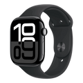 Apple Watch Series 10 GPS, 46mm Jet Black Aluminum Case with Black Sport Band - S/M
