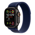آبل واتش ألترا 2 GPS + خلوي, 49mm, هيكل من التيتانيوم الأسود مع حلقة تريل باللون الأزرق - مقاس M/L - MYQ83