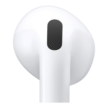 alAsil Apple AirPods 5 white wireless earbuds featuring a sleek acoustic mesh design for noise cancellation