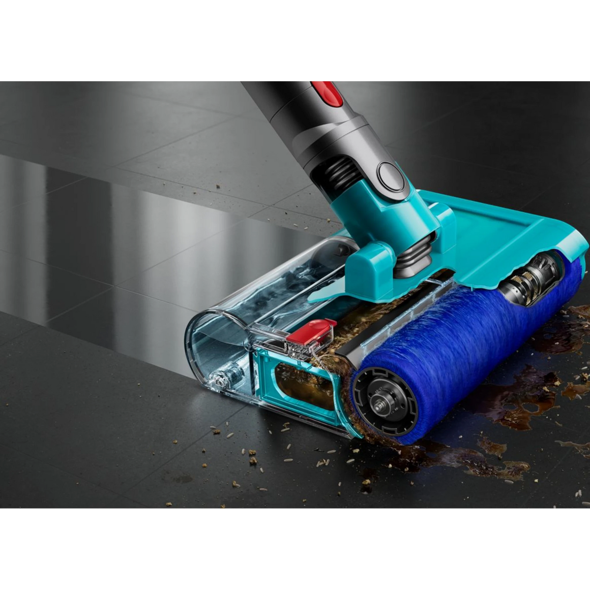 Dyson Cyclone V10 Submarine Cordless Vacuum, Nickel Copper in use