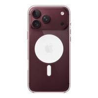 iPhone 18 Pro Max Clear Case with MagSafe, back view on iPhone 18 Pro Max in burgundy