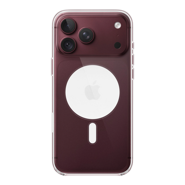 iPhone 18 Pro Max Clear Case with MagSafe, back view on iPhone 18 Pro Max in burgundy