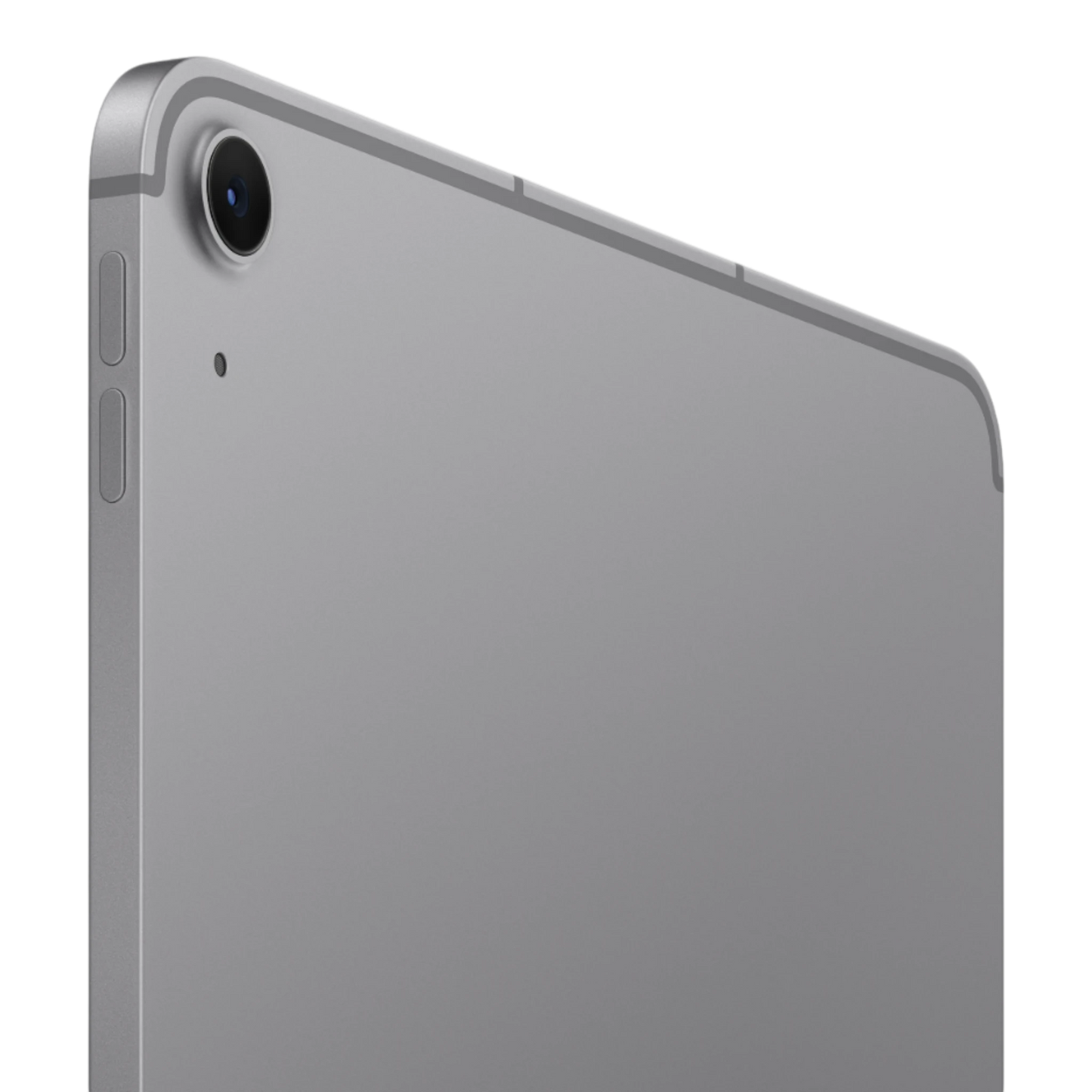 iPad Air in Space Gray showcasing the back, camera, and buttons.