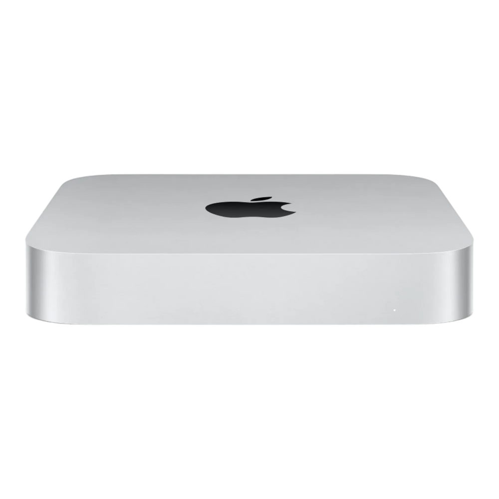 Apple Mac Mini M2 desktop computer — front view with minimal silver aluminum design
