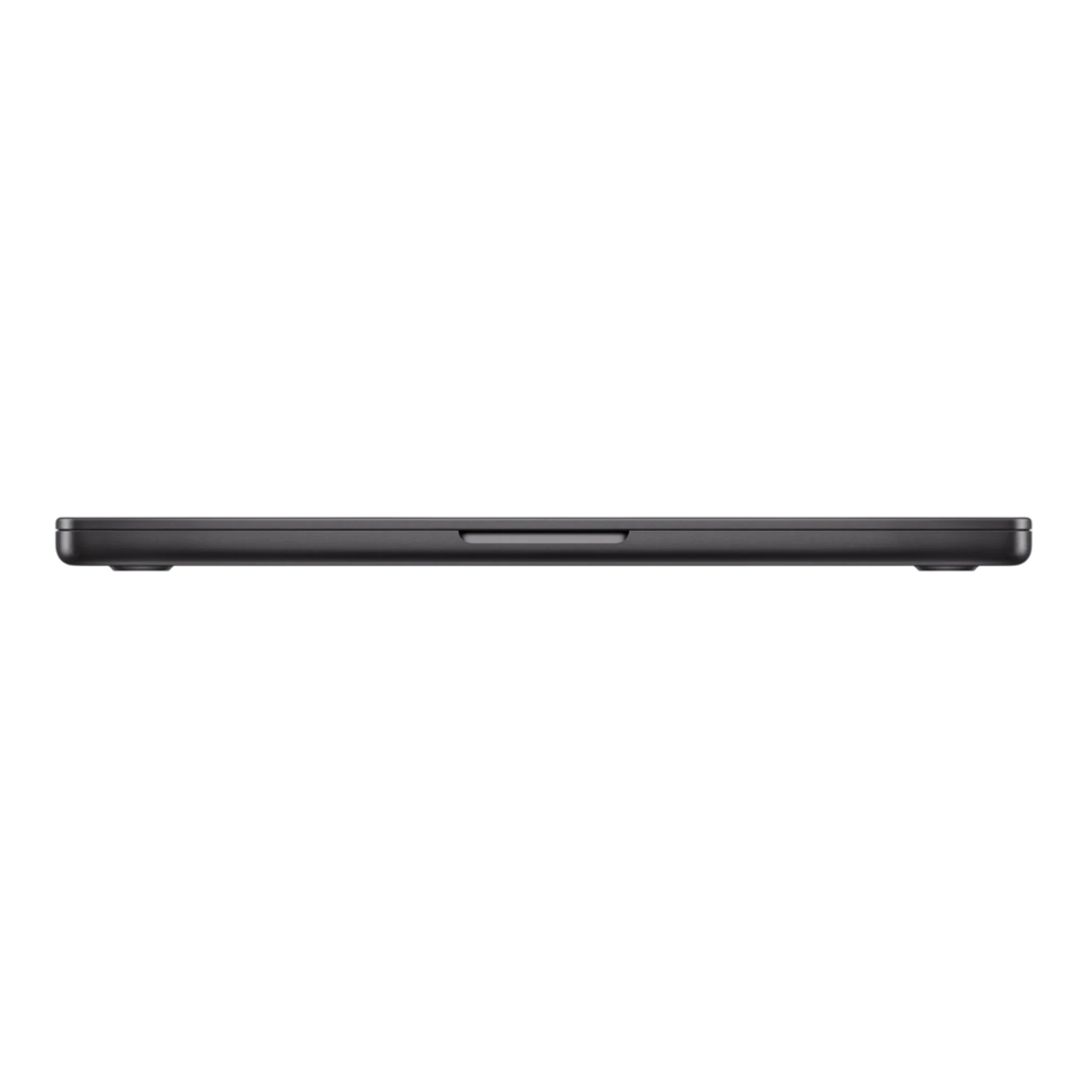 MacBook Pro 14-inch in Space Black, showcasing a sleek, side profile design.