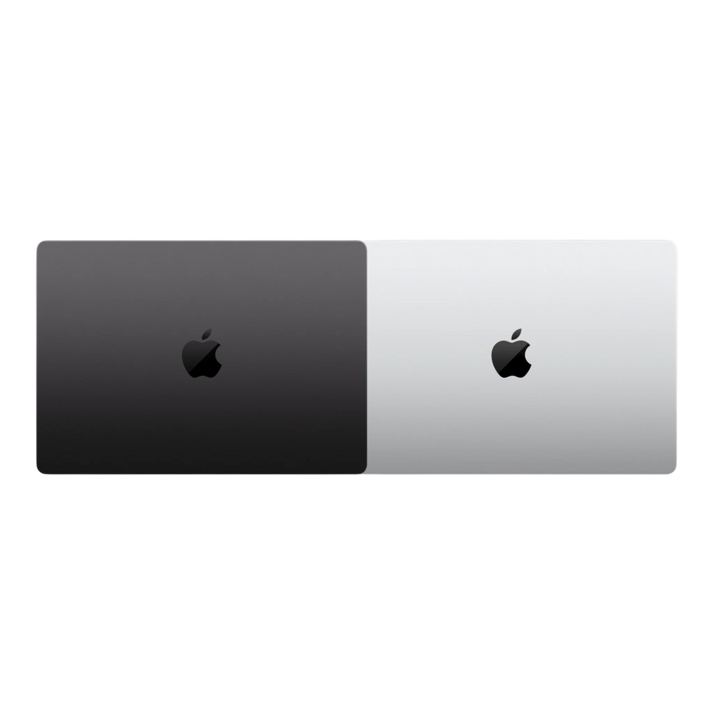 Dual-color Apple MacBook Pro in space black and silver.