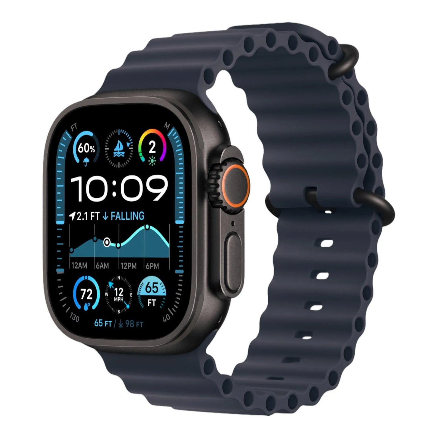 Apple Watch Ultra 2 GPS + Cellular, 49mm Black Titanium Case with Navy Ocean Band - alAsil Apple Watch Ultra 2 GPS + Cellular, 49mm Black Titanium Case with Navy Ocean Band 45676e-4.myshopify.com Apple Apple Watch Ultra 2 GPS + Cellular, 49mm Black Titanium Case with Navy Ocean Band 45676e-4.myshopify.com Apple