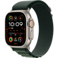 Apple Watch Ultra 2 GPS + Cellular, 49mm Natural Titanium Case with Dark Green Alpine Loop - Medium