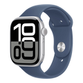 Apple Watch Series 10 GPS, 46mm Silver Aluminum Case with Denim Sport Band - S/M