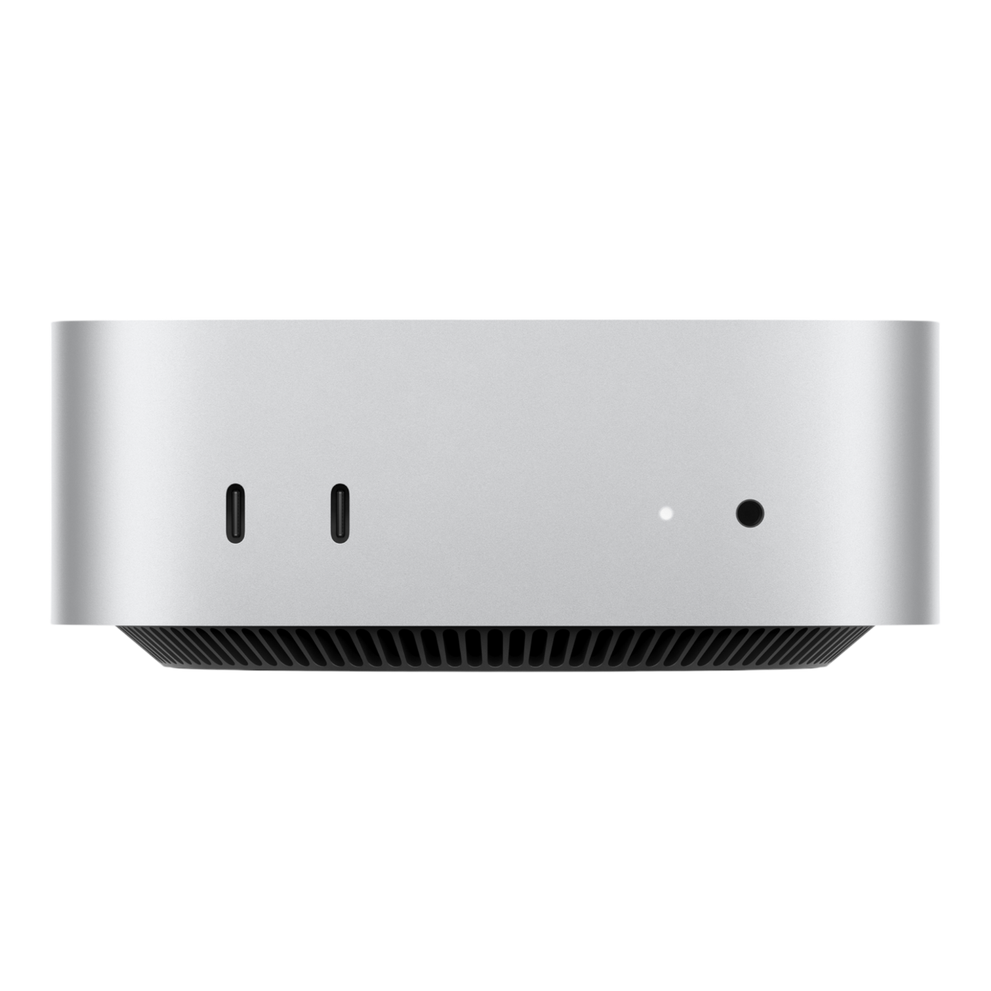 Apple Mac Mini M4 desktop computer, featuring two Thunderbolt ports and a sleek silver design.