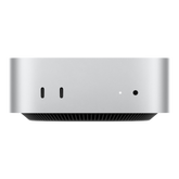 Apple Mac Mini M4 desktop computer, featuring two Thunderbolt ports and a sleek silver design.
