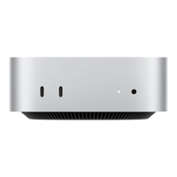 Apple Mac Mini M4 desktop computer, featuring two Thunderbolt ports and a sleek silver design.