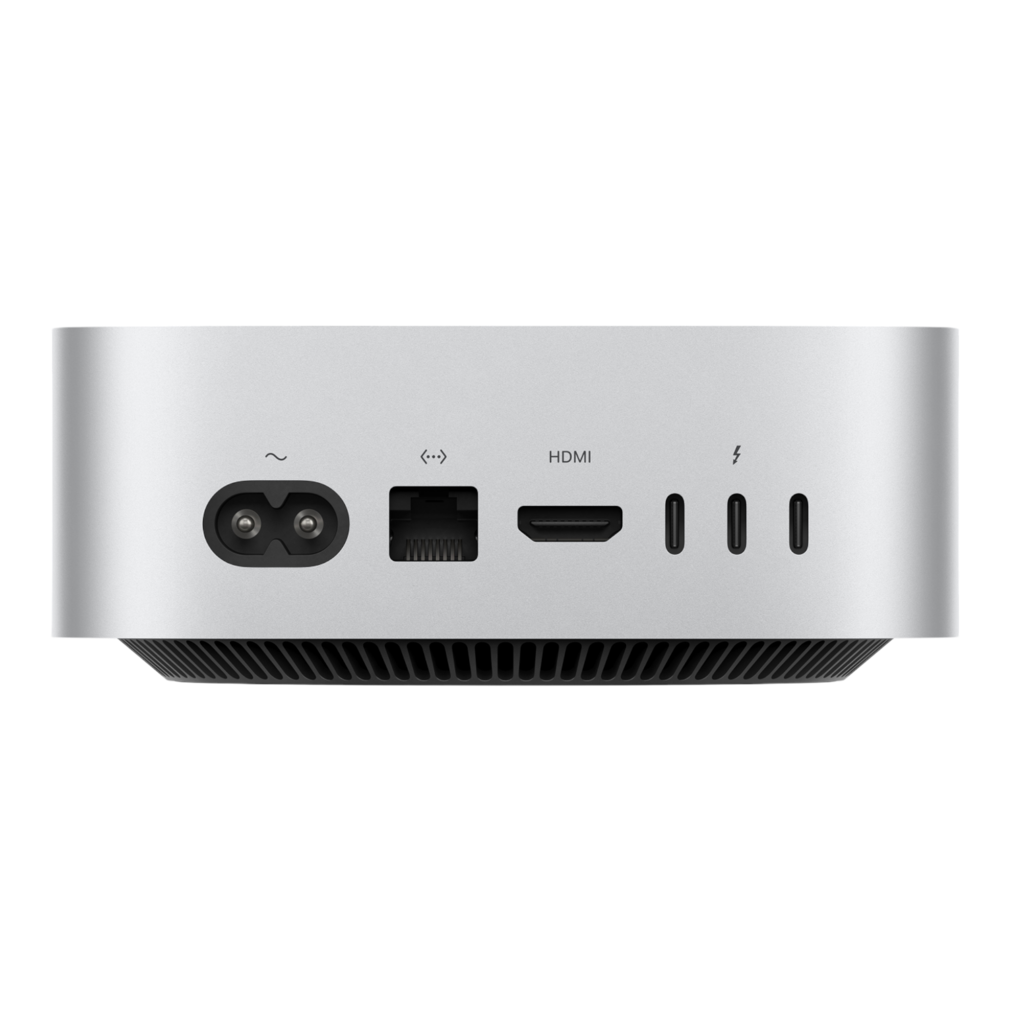 Apple Mac mini M4 showing rear connections including HDMI and Thunderbolt ports.
