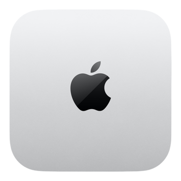 Apple Mac Mini M4 with a sleek silver design and the iconic Apple logo.