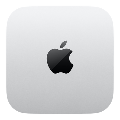 Apple Mac Mini M4 with a sleek silver design and the iconic Apple logo.