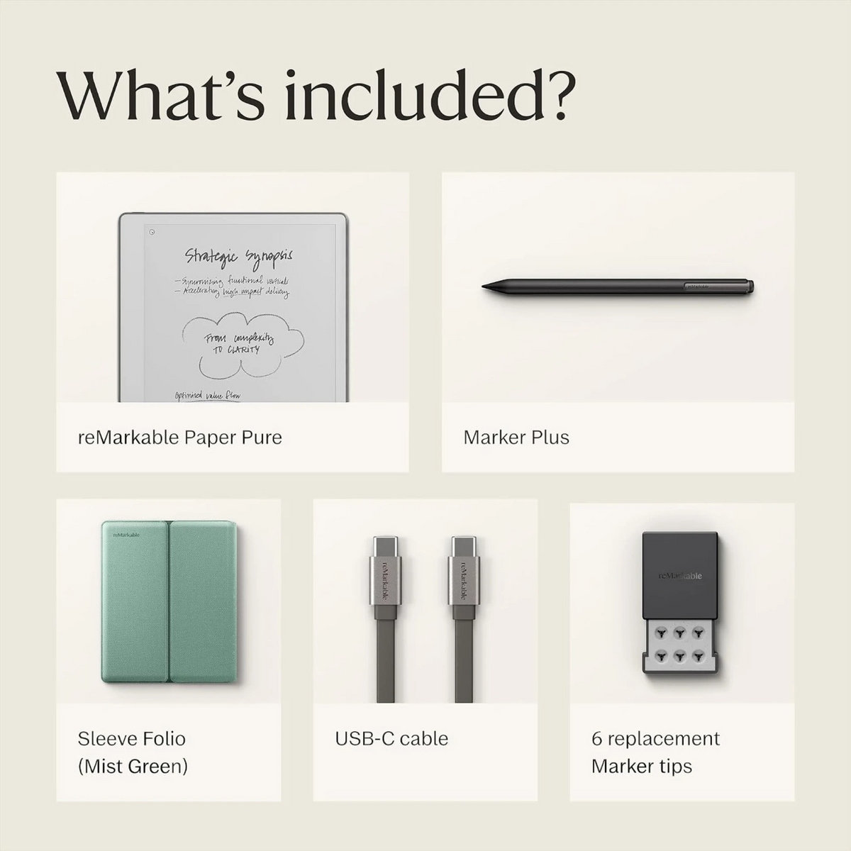 reMarkable Paper Pure مع Marker Plus وحافظة Sleeve Folio لون Mist Green - RM95A-1002NW