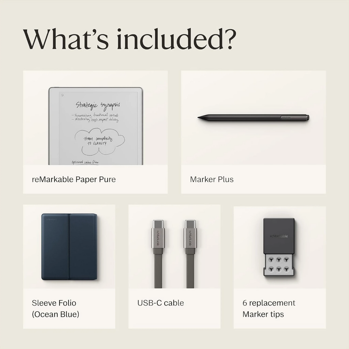 reMarkable Paper Pure with Marker Plus and Ocean Blue Sleeve Folio - RM95A-1000NW