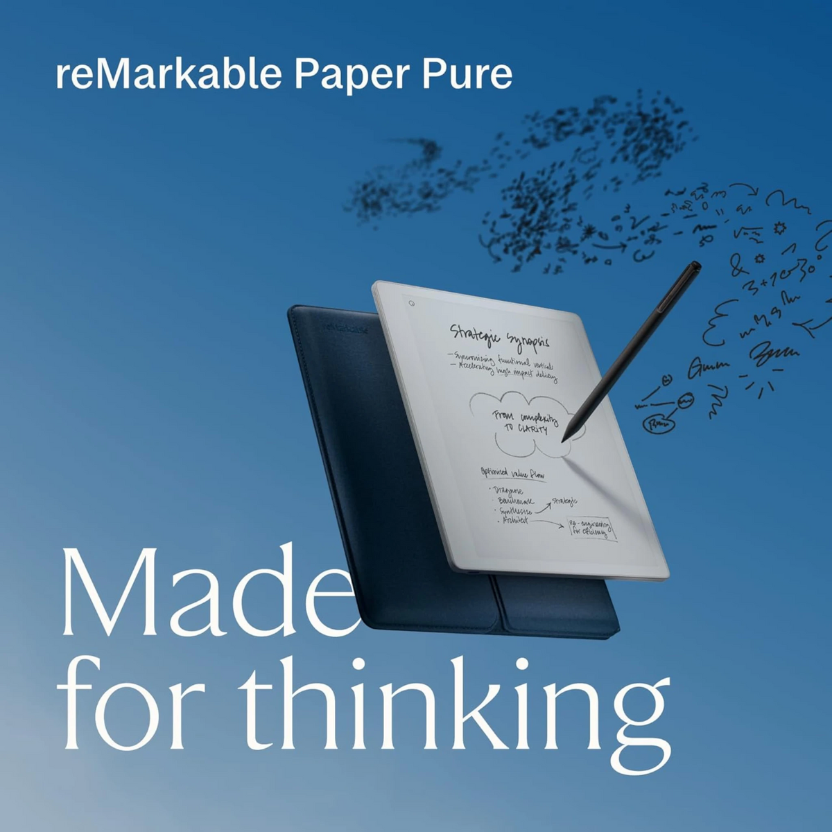 reMarkable Paper Pure with Marker Plus and Ocean Blue Sleeve Folio - RM95A-1000NW