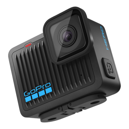 alAsil GoPro HERO 2024 action camera in black, featuring a compact design, 4K video capability, and blue branding.