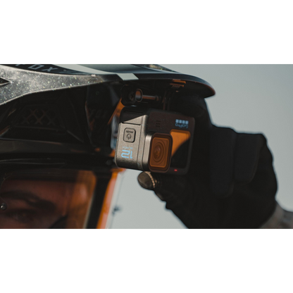 alAsil GoPro HERO12 Black action camera mounted on a motocross helmet, capturing high-quality adventure footage.