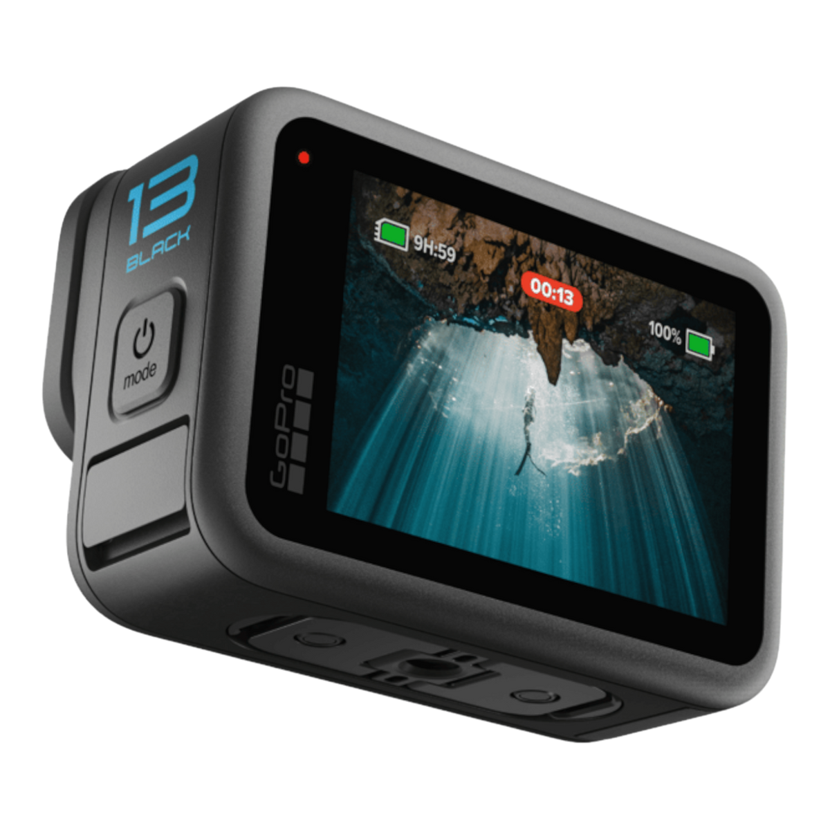 alAsil GoPro HERO13 Black action camera featuring a rear touchscreen display and durable matte black housing.