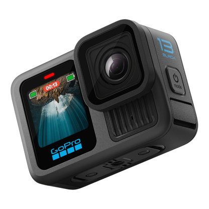 alAsil GoPro HERO13 Black action camera featuring a front LCD screen and 5.3K video recording capabilities.