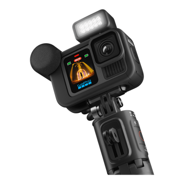 alAsil GoPro HERO13 Black Creator Edition action camera with LED light, microphone, and battery grip for vlogging