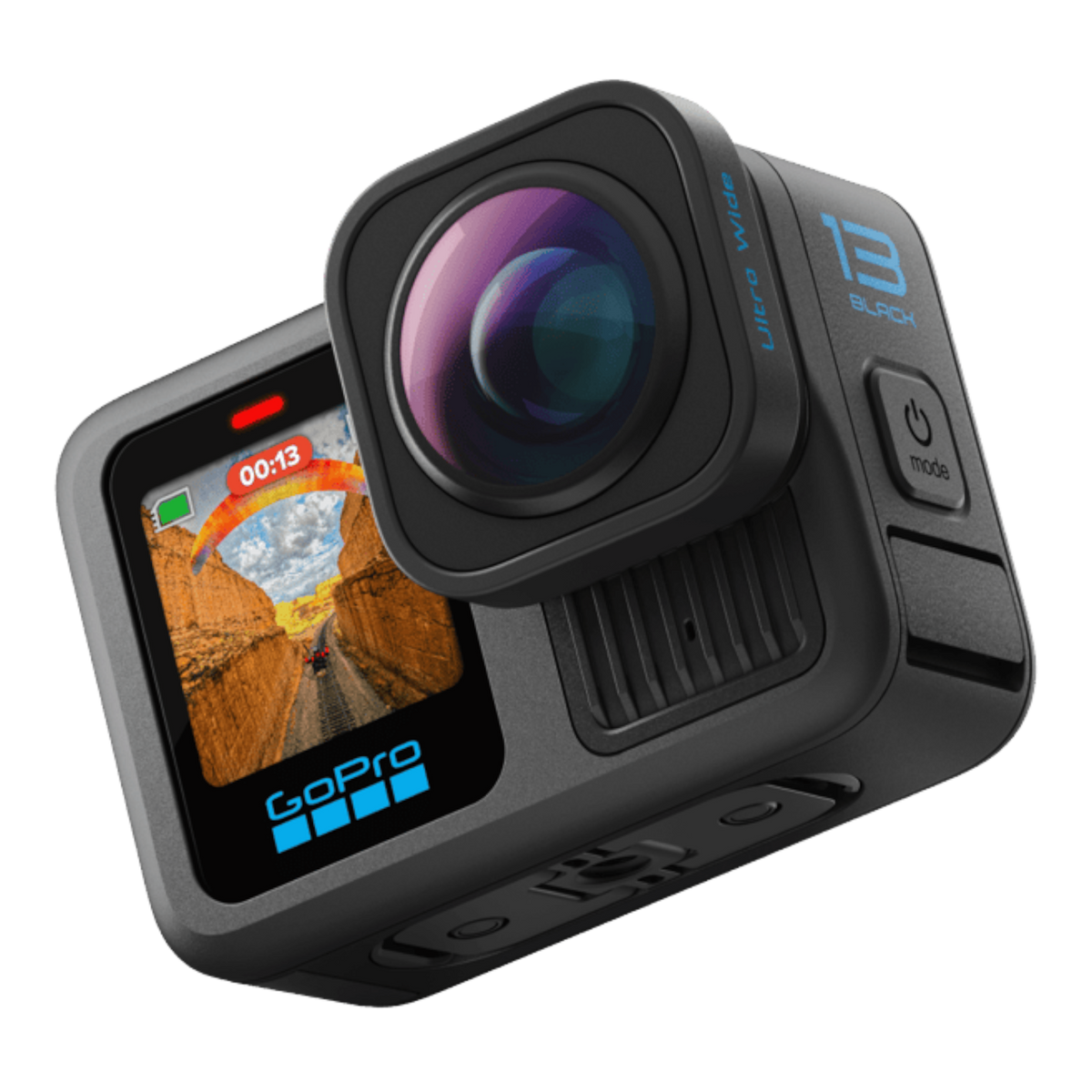 alAsil GoPro HERO13 Black action camera featuring an ultra wide lens mod for immersive POV video recording