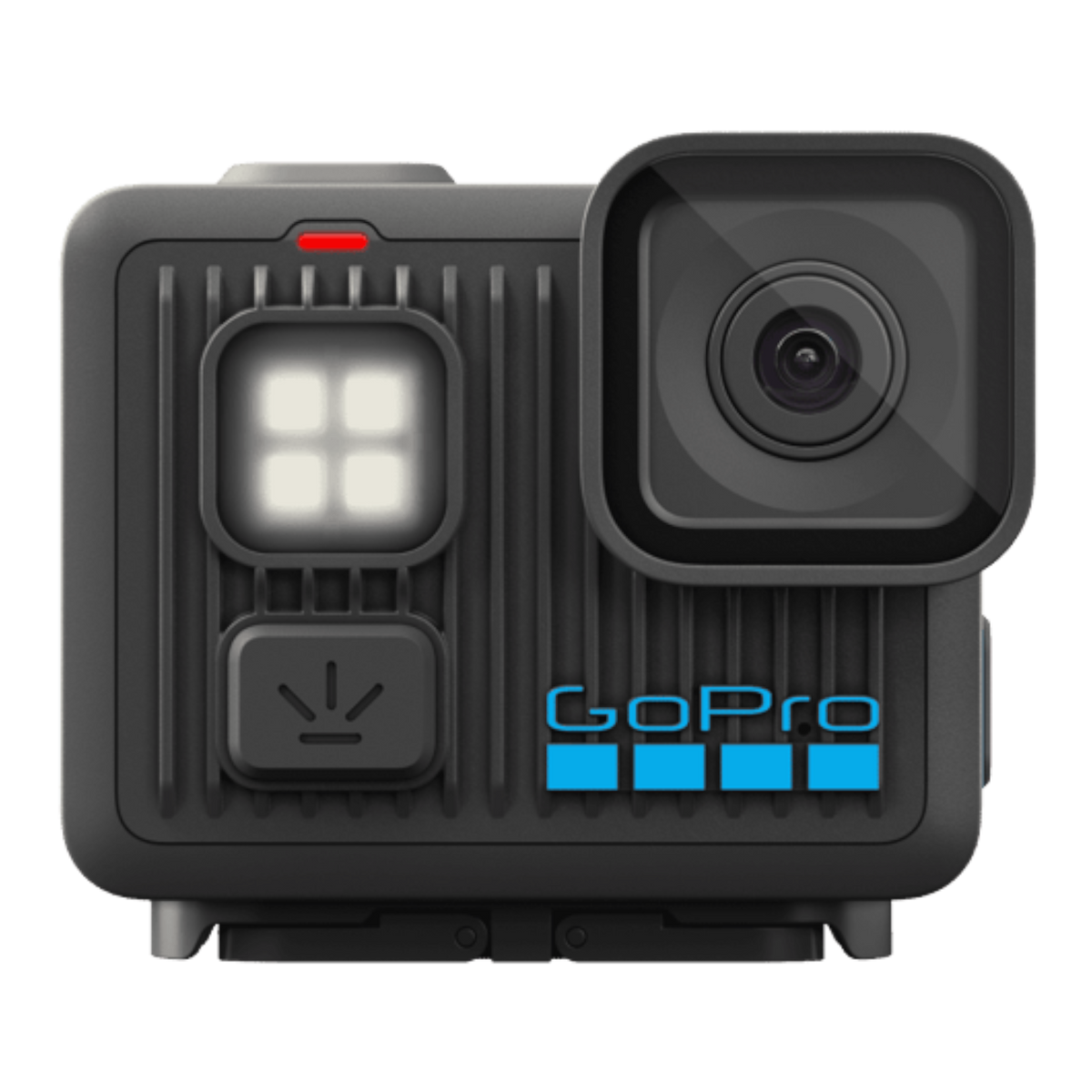 alAsil GoPro LIT HERO action camera in black with a built-in LED light next to the lens for low-light recording
