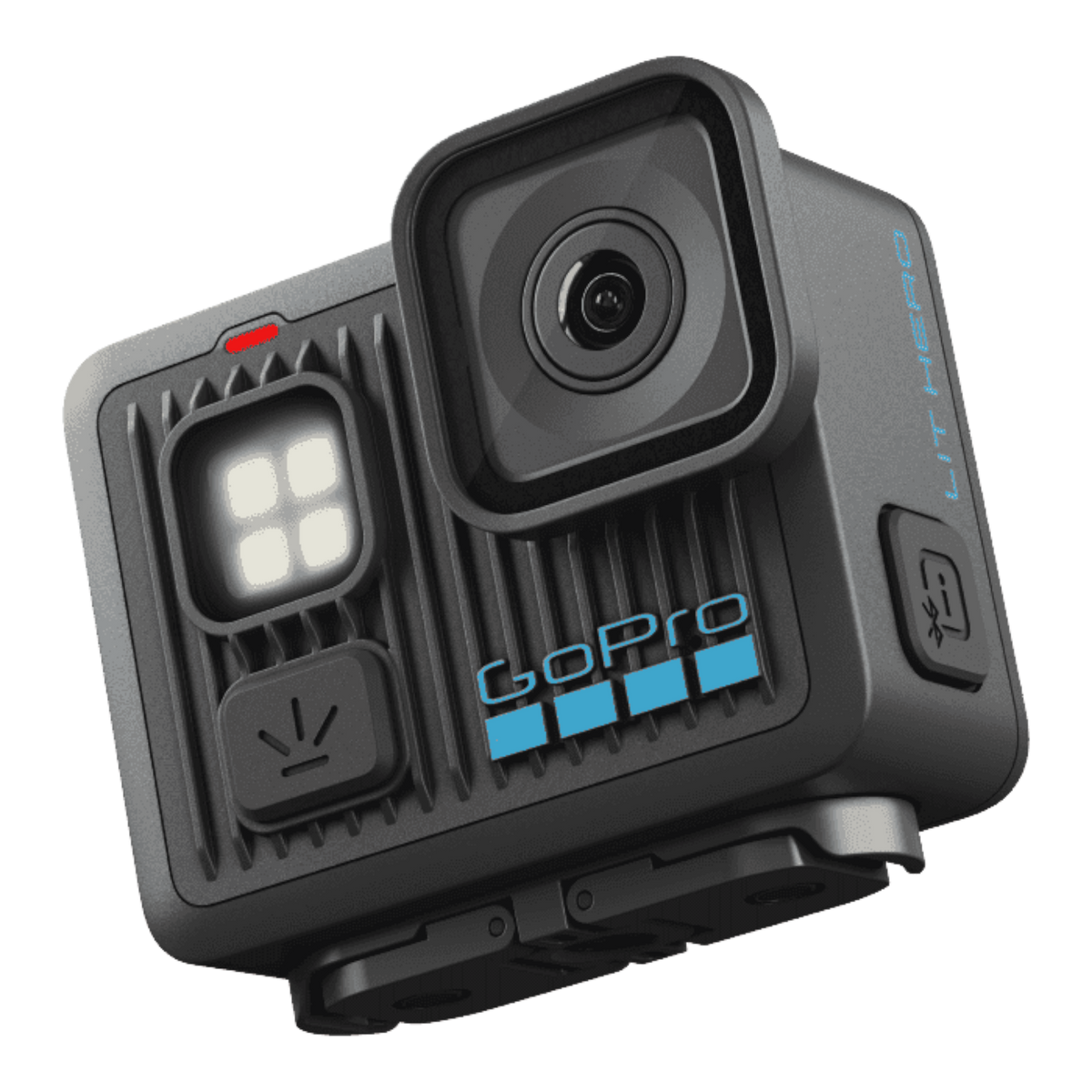 alAsil GoPro LIT HERO action camera in black with a built-in LED light next to the lens for low-light recording