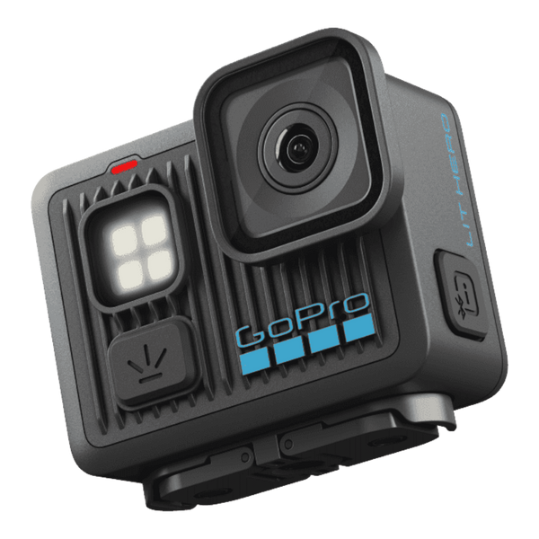 alAsil GoPro LIT HERO action camera in black with a built-in LED light next to the lens for low-light recording