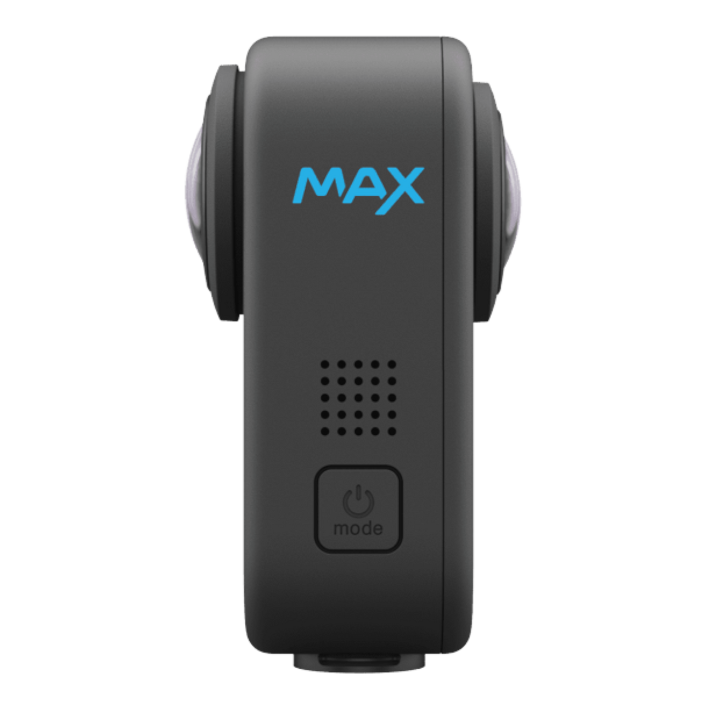 alAsil GoPro MAX 360 action camera in black with dual lenses and front mode button