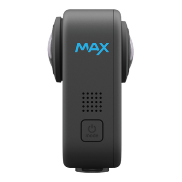 alAsil GoPro MAX 360 action camera in black with dual lenses and front mode button