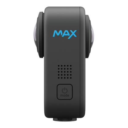 alAsil GoPro MAX 360 action camera in black with dual lenses and front mode button