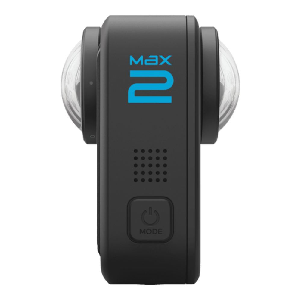 alAsil GoPro MAX2 360 action camera featuring dual spherical lenses and a black matte finish with blue branding