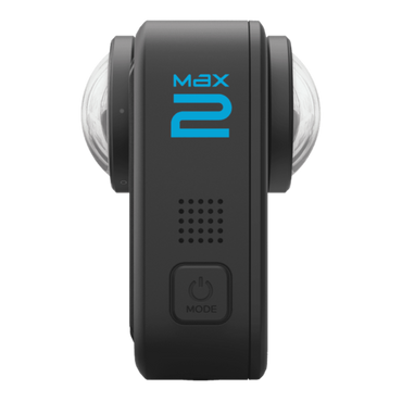 alAsil GoPro MAX2 360 action camera featuring dual spherical lenses and a black matte finish with blue branding