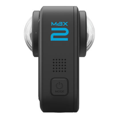 alAsil GoPro MAX2 360 action camera featuring dual spherical lenses and a black matte finish with blue branding