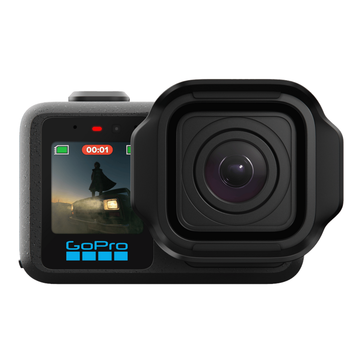 alAsil GoPro MISSION 1 cinema camera featuring a 1-inch sensor and front-facing display screen
