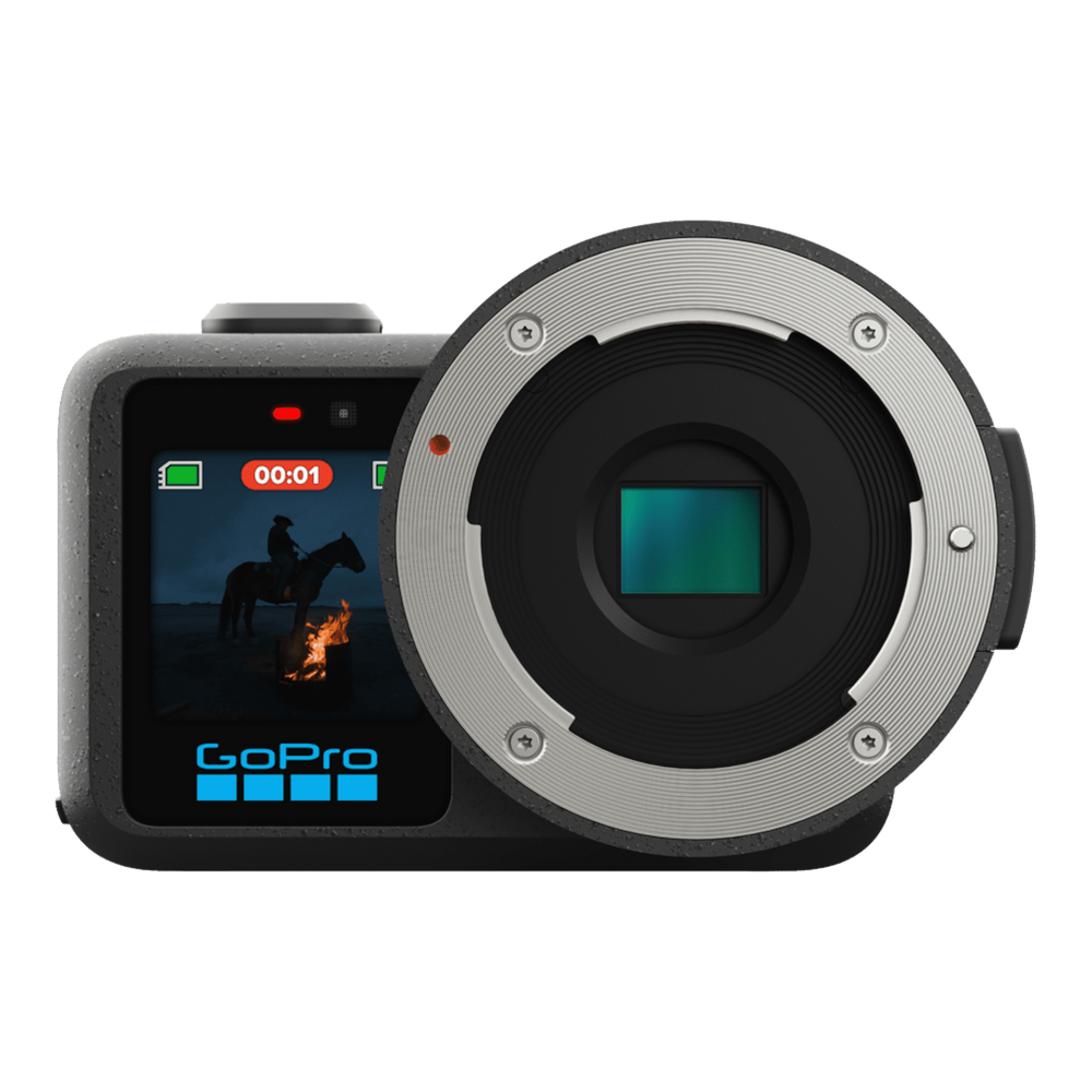 alAsil GoPro MISSION 1 PRO ILS cinema camera with Micro Four Thirds lens mount and rear display screen
