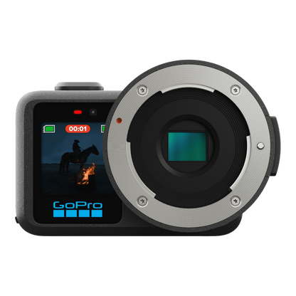 alAsil GoPro MISSION 1 PRO ILS cinema camera with Micro Four Thirds lens mount and rear display screen