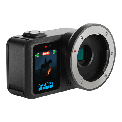alAsil GoPro MISSION 1 PRO ILS cinema camera with Micro Four Thirds lens mount and rear display screen