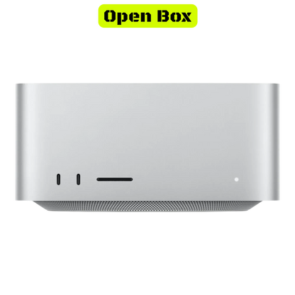 alAsil open box Apple Mac Studio 2023 with M2 Ultra chip in silver aluminum finish front view