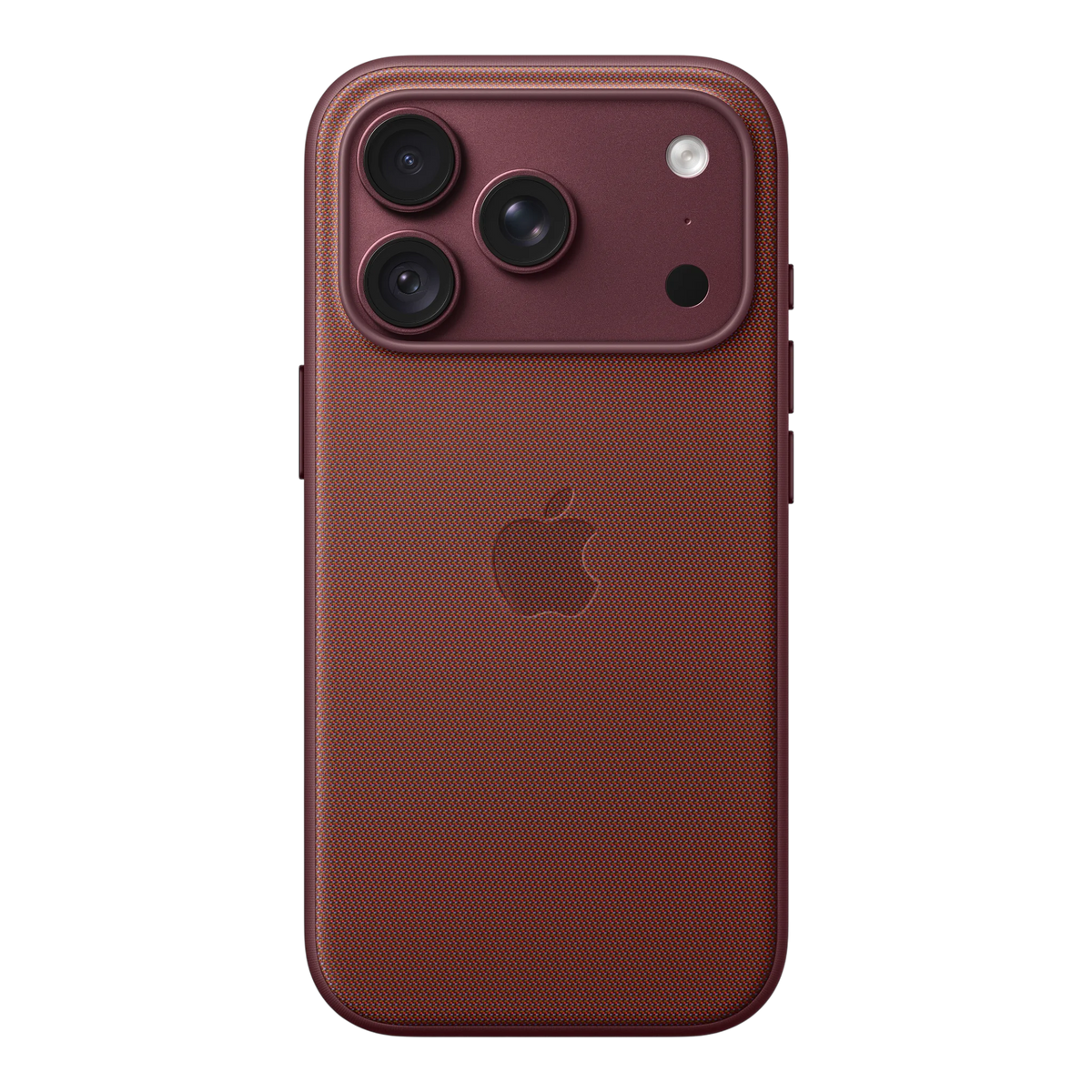 iPhone 18 Pro TechWoven Case with MagSafe – Burgundy, back view on iPhone 18 Pro in burgundy