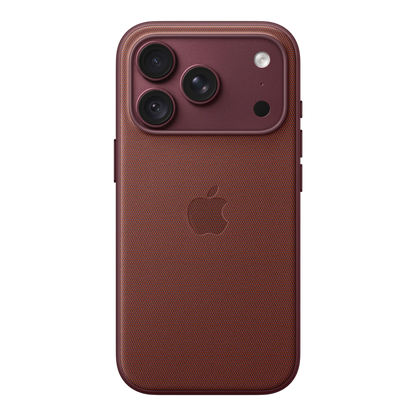iPhone 18 Pro TechWoven Case with MagSafe – Burgundy, back view on iPhone 18 Pro in burgundy