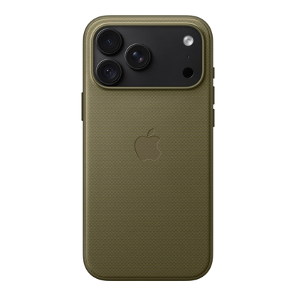 iPhone 18 Pro Max TechWoven Case with MagSafe – Olive, back view on iPhone 18 Pro Max in black