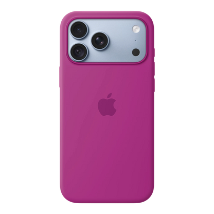 iPhone 18 Pro Max Silicone Case with MagSafe - Magenta, back view on iPhone 18 Pro Max in glacier