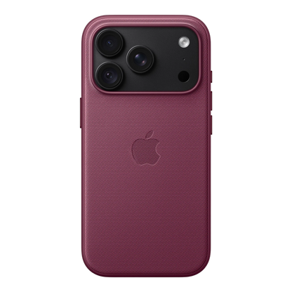 iPhone 18 Pro TechWoven Case with MagSafe – Mulberry, back view on iPhone 18 Pro in black