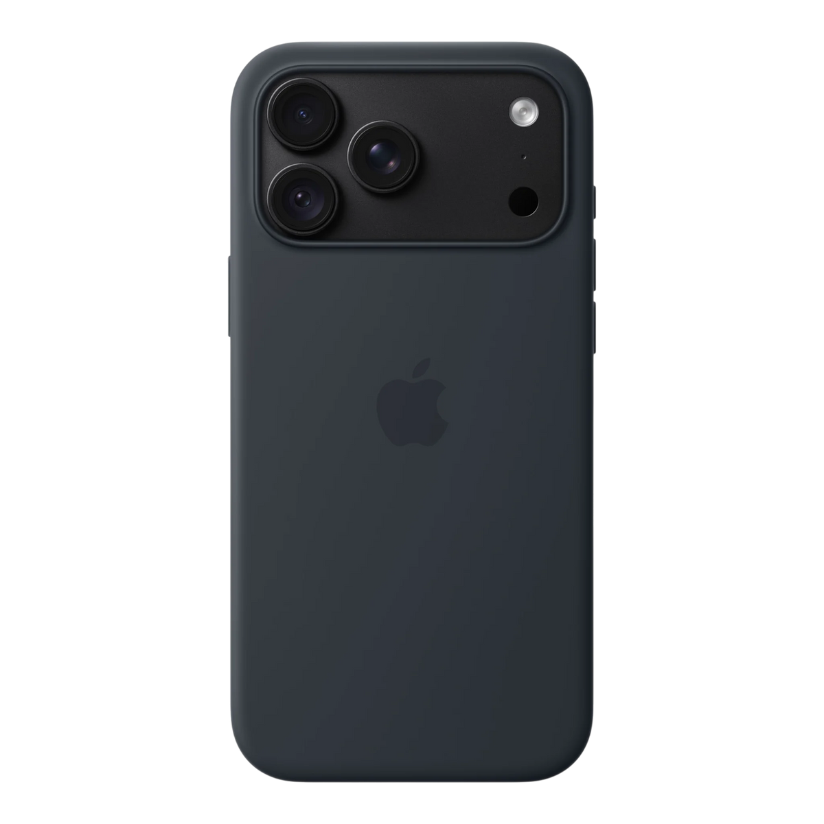 iPhone 18 Pro Max Silicone Case with MagSafe - Navy Blue, back view on iPhone 18 Pro Max in black